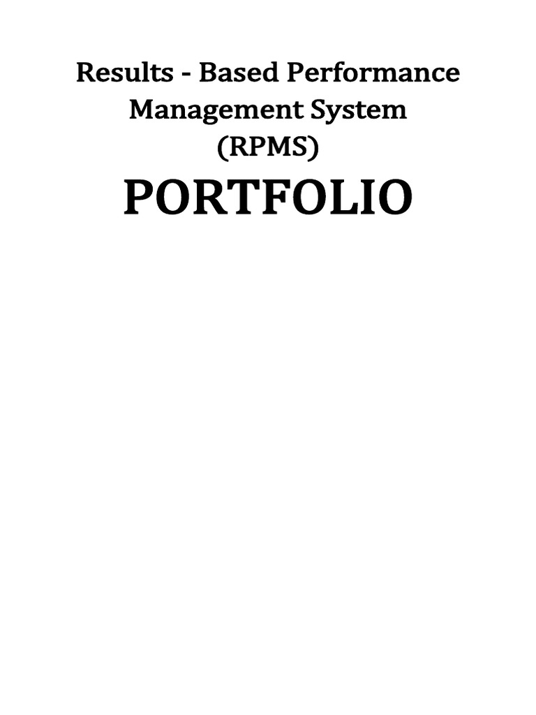 Results - Based Performance Management System (RPMS) : Portfolio | PDF ...