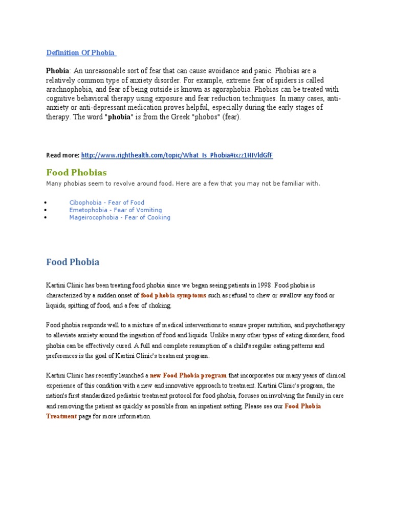 Understanding Cibophobia and Food Phobias | PDF | Phobia | Anxiety Disorder