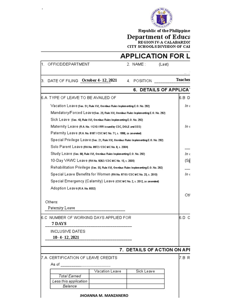 CSC Leave Application Form Guide | PDF | Government