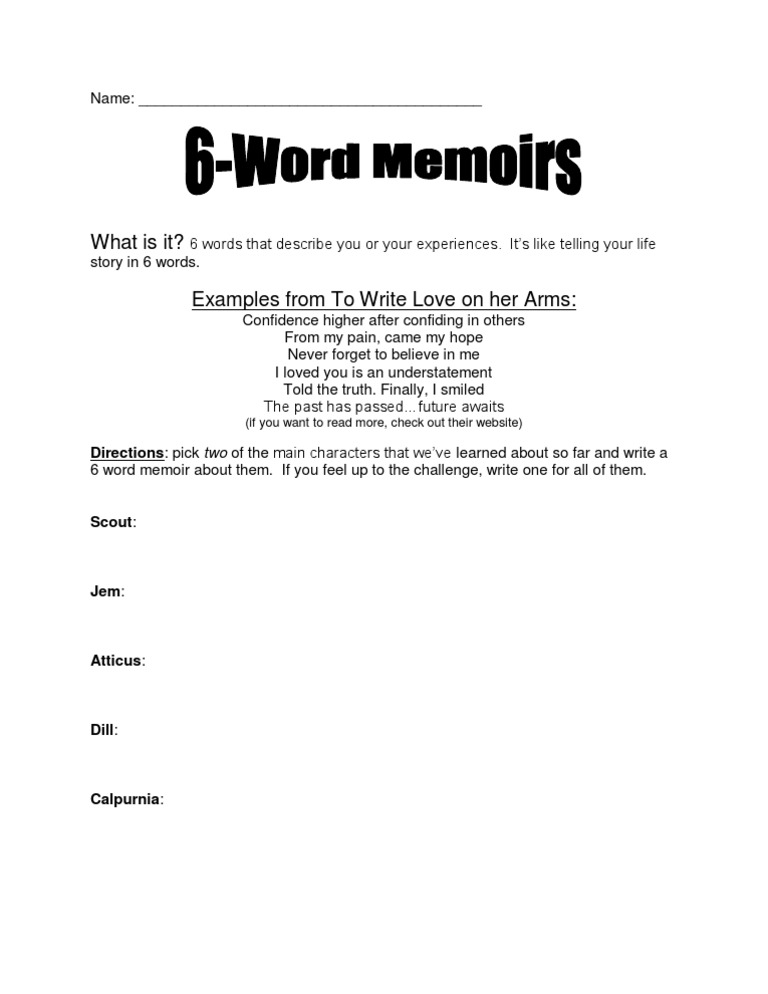Create Your 6-Word Memoir | PDF | Self-Improvement