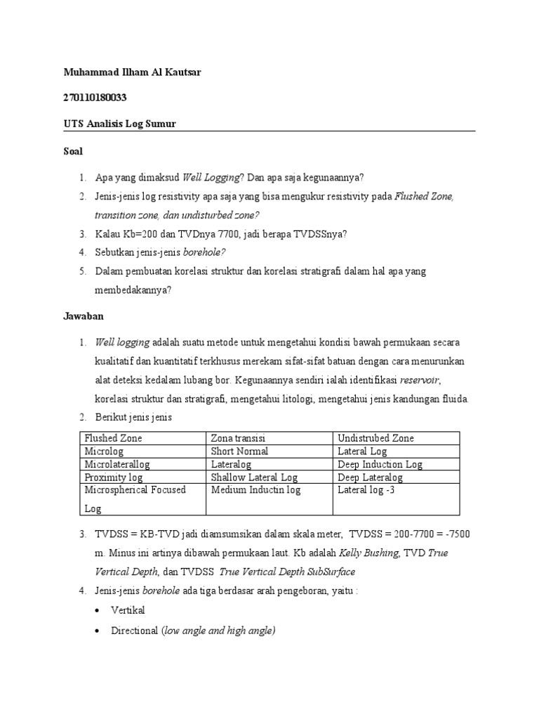 Uts Analisis Log Sumur | PDF
