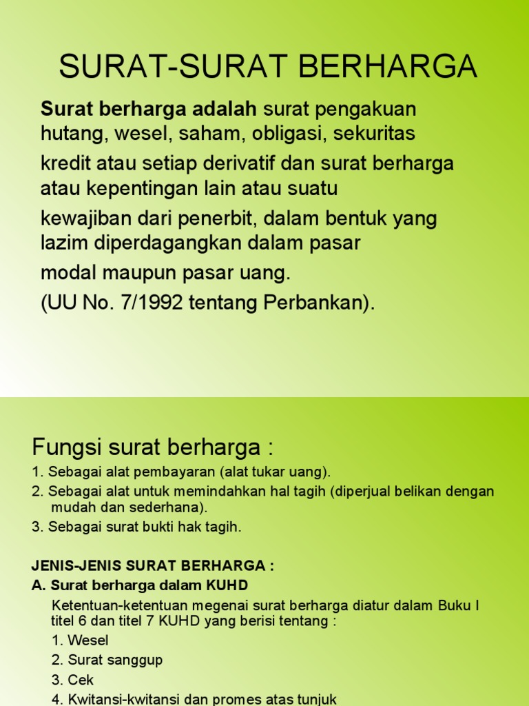 Surat Berharga Dan Surat Yang Berharga - Kumpulan Surat Penting