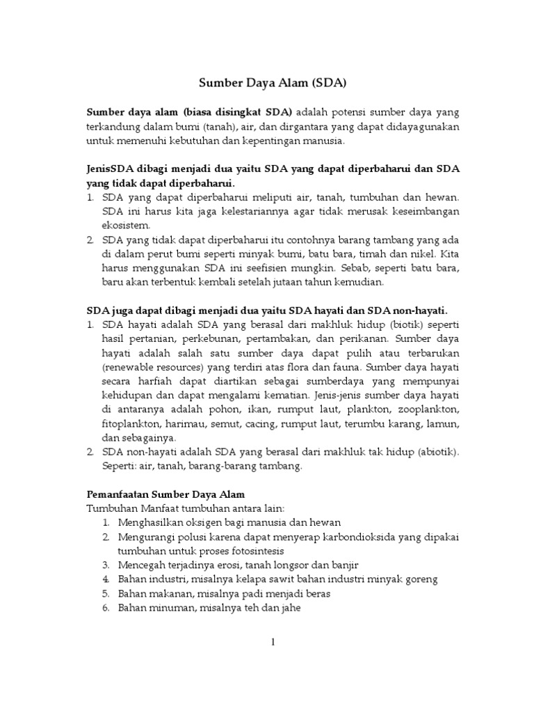 Sda Yang Dapat Diperbarui Dan Tidak Dapat Diperbarui