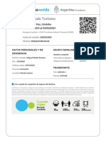 Certificado Turismo: Villa Carlos Paz, Córdoba Del 02/10/2021 Al 09/10/2021