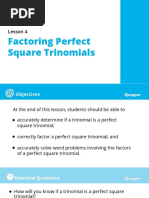 Factoring Perfect Square Trinomials: Lesson 4