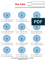 Tell The Time Worksheets Choose The Correct Option