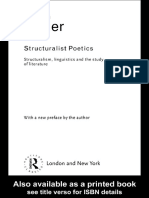 Structuralist Poetics Structuralism, Linguistics and the Study of Literature by Jonathan D Culler (Z-lib.org)