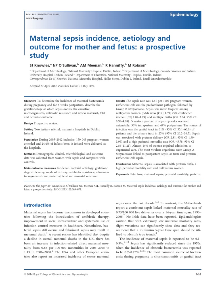 Maternal Sepsis | PDF | Childbirth | Maternal Death