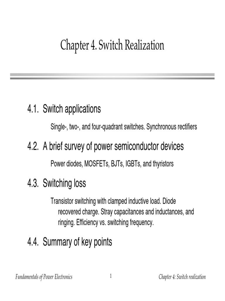 Switch Realization in Power Electronics | PDF | Power Electronics ...