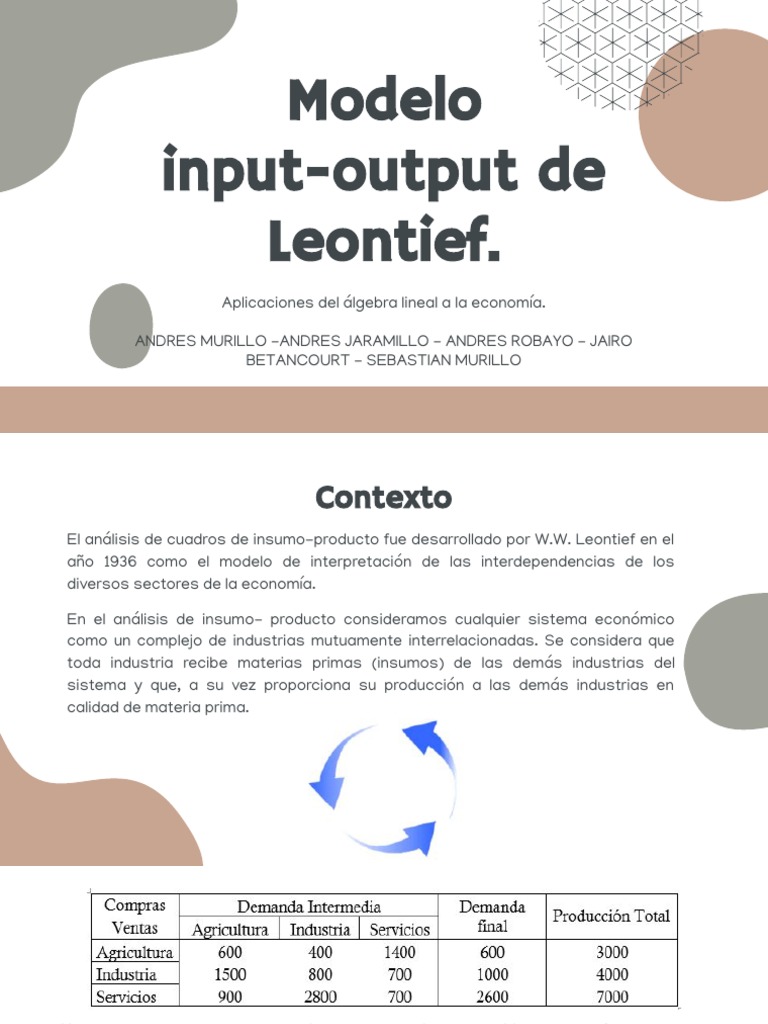 Modelo Input-Output de Leontief en Economía | PDF | Matriz (Matemáticas ...