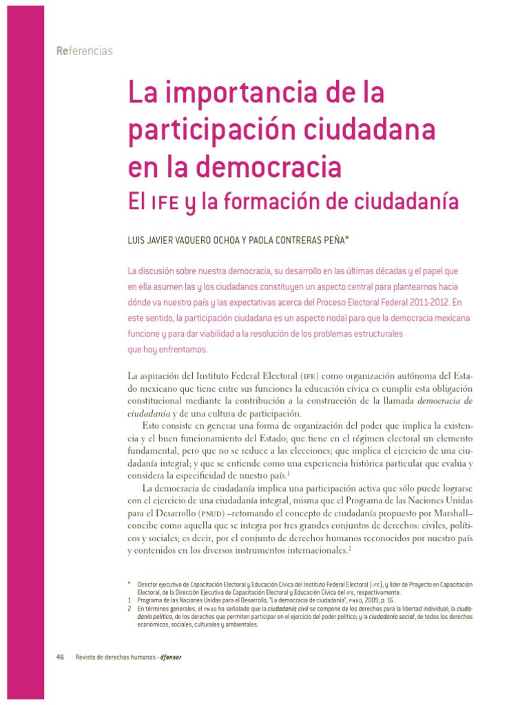 La Importancia de La Participación Ciudadana en La Democracia | PDF ...