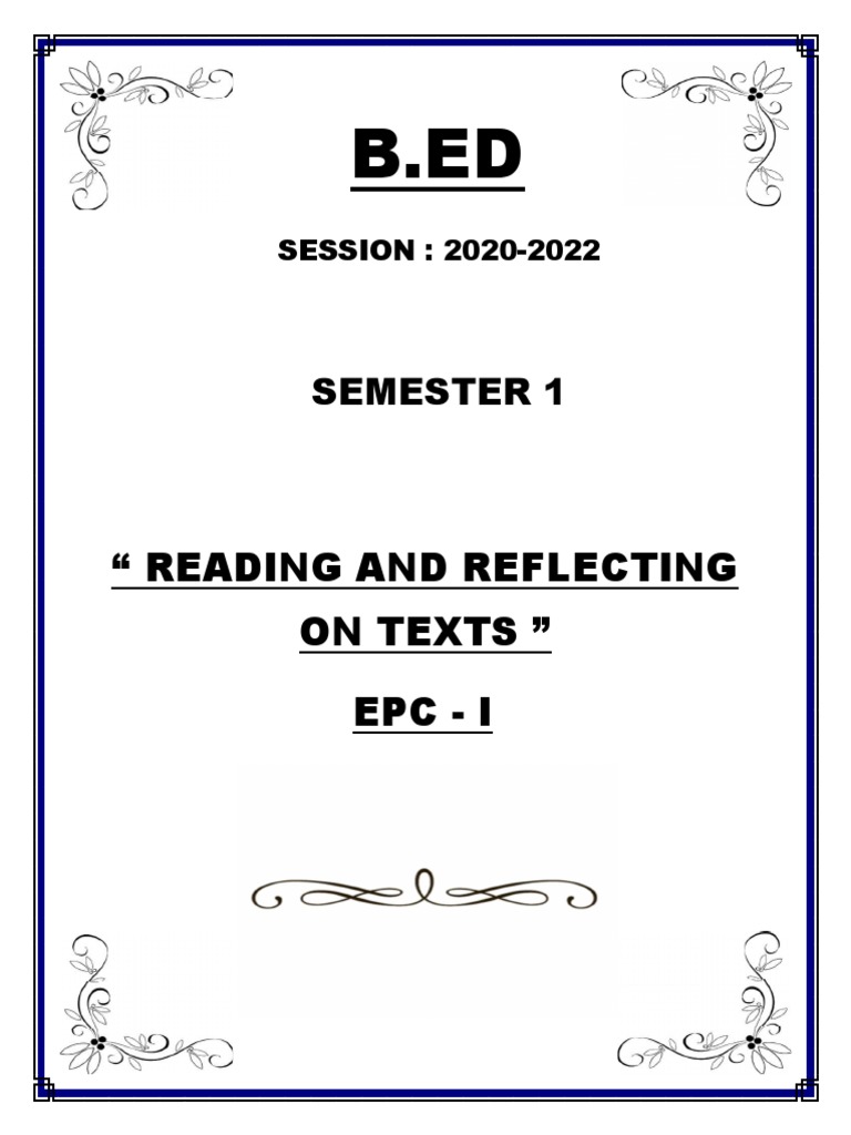 " Reading and Reflecting On Texts " Epc - I: Semester 1 | PDF | Art ...