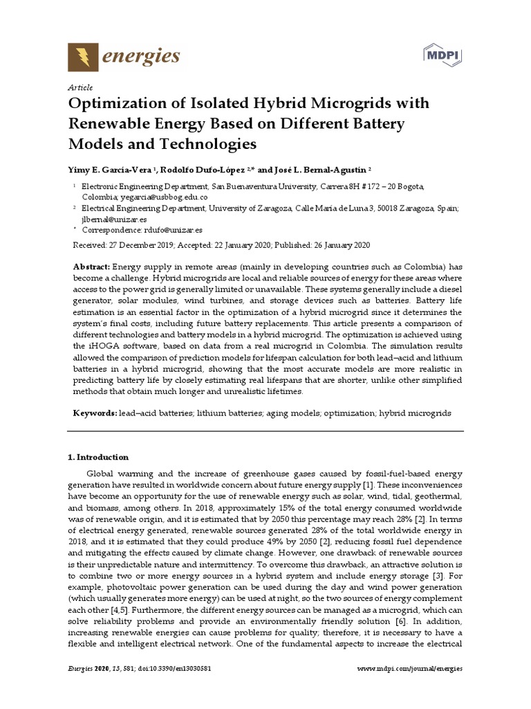 Optimization of Isolated Hybrid Microgrids With Re | PDF | Distributed ...