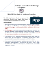 Madan Mohan Malaviya University of Technology Gorakhpur: MMMUT Merit Ranks For Admission Counselling