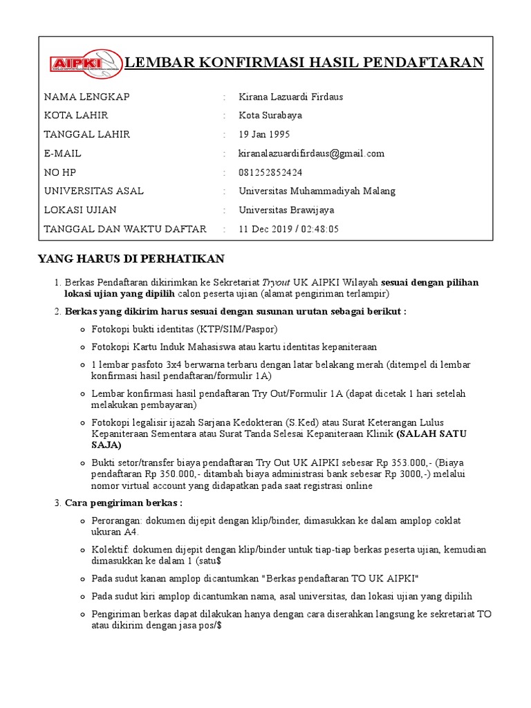 Cetak FORM 1A | PDF