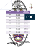 Horario armamento Guardia Presidencial