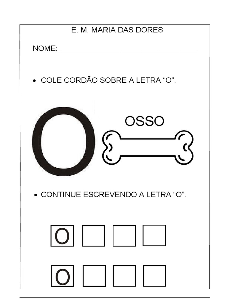 Atividade Vogal 0 Osso 2019 | PDF