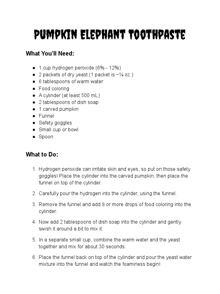 Pumpkin Elephant Toothpaste PDF