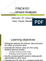 FINC4101 Investment Analysis: Instructor: Dr. Leng Ling Topic: Equity Valuation