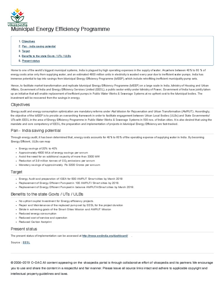 India Municipal Energy Efficiency Program | PDF | Efficient Energy Use ...
