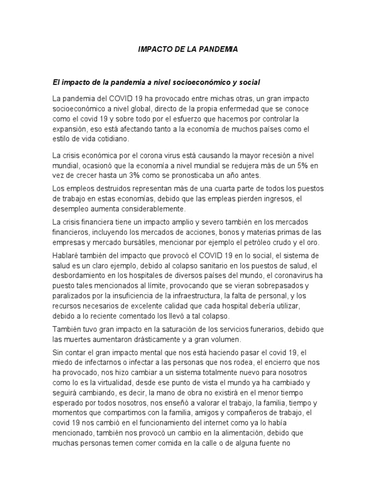 Impacto de La Pandemia | PDF | Economias