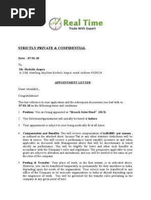 appointment letter