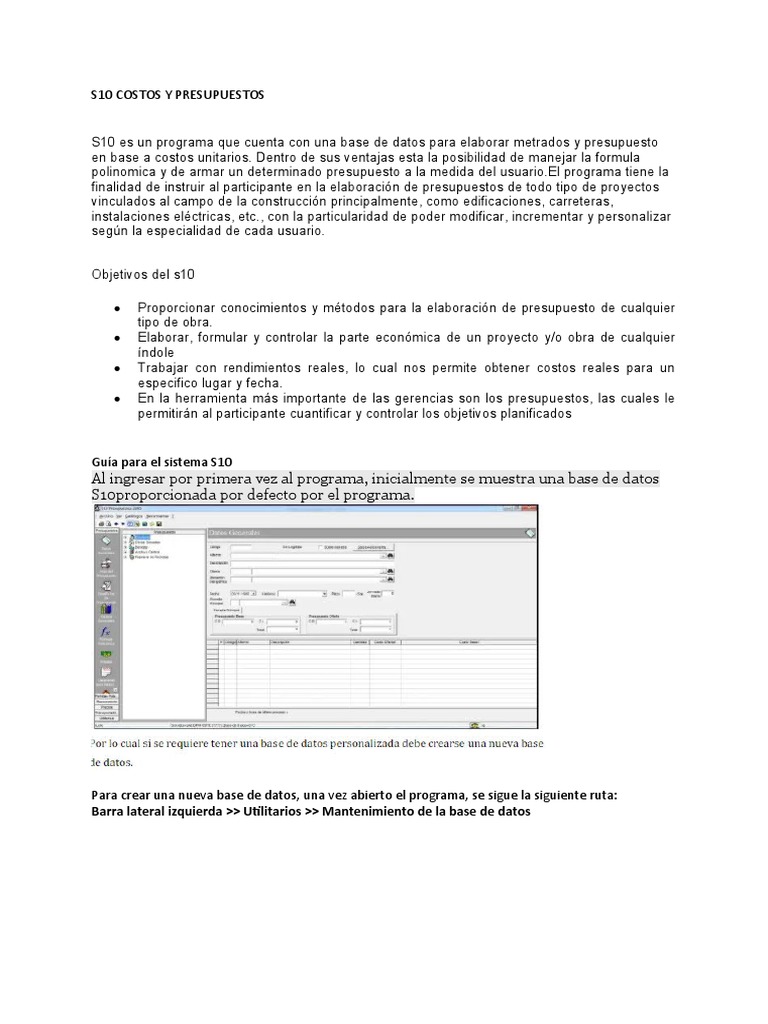 S10: Programa de Costos y Presupuestos | PDF | Presupuesto | Bases de datos