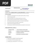 Resume of System Administrator