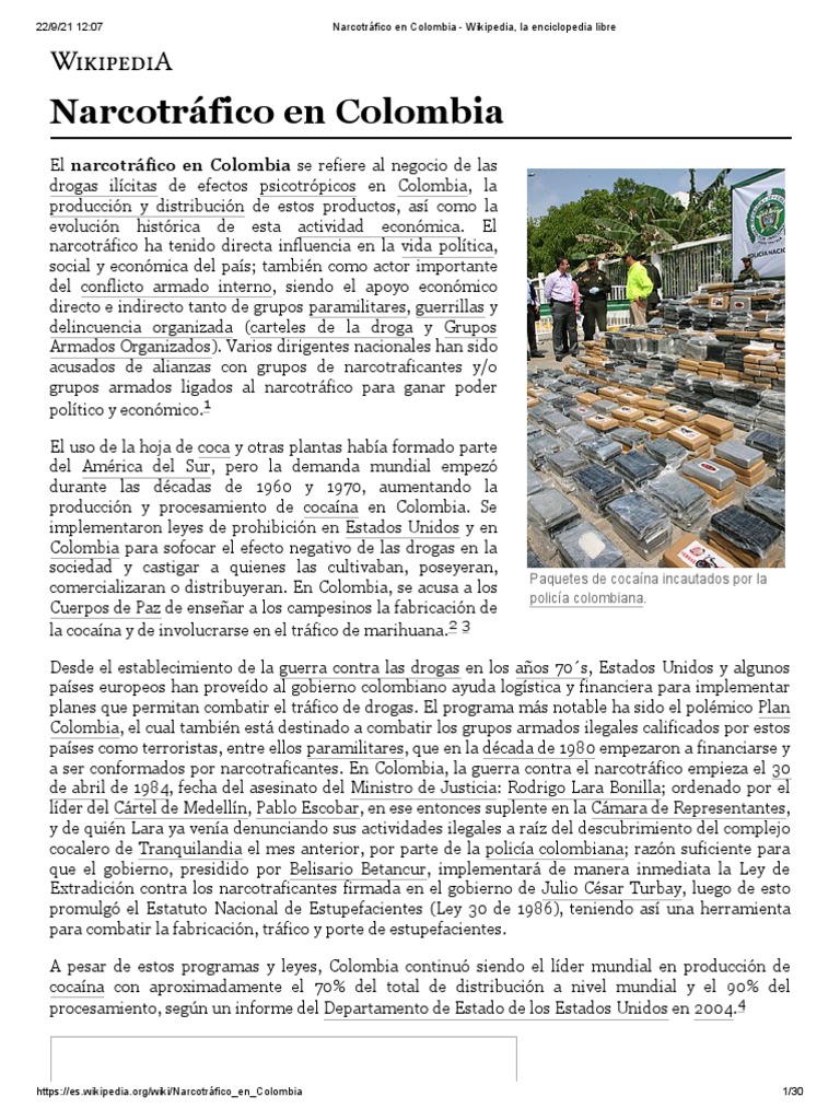 Narcotráfico en Colombia | PDF | Crímenes | Crimen y violencia