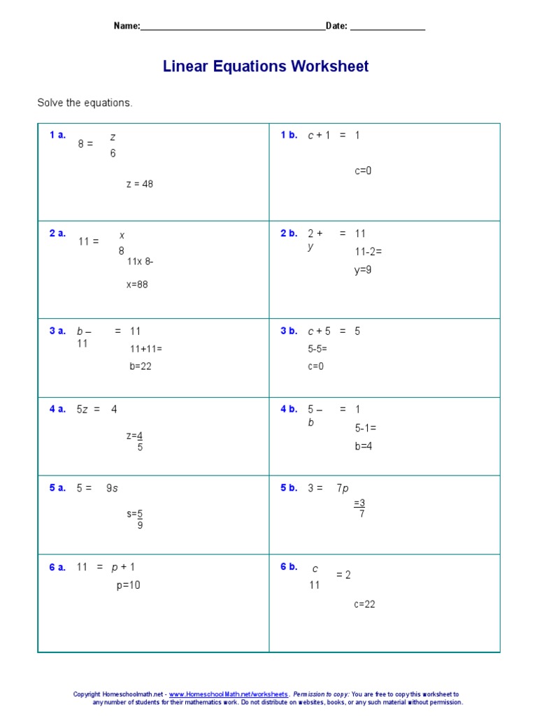 One - Step - Equations - Easy - Worksheet | PDF | Mathematics | Equations