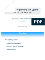Concurrent Programming With Openmp Handling of Variables: Parallel and Distributed Computing