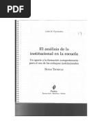 Fernandez, L El Análisis de Lo Institucional en La Escuela CAP3