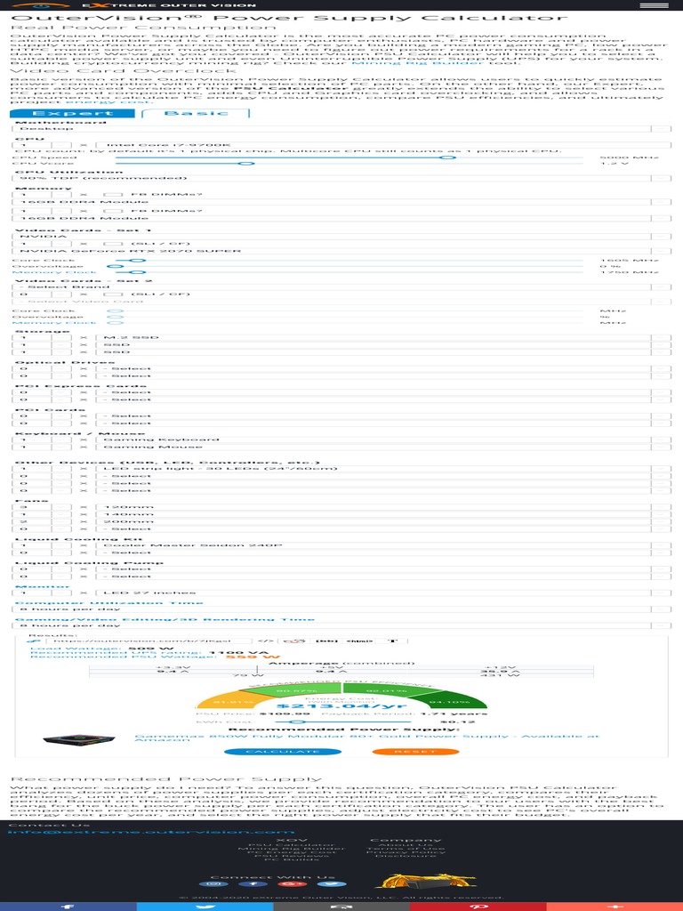 Outervision Power Supply Calculator Basic Download Free PDF