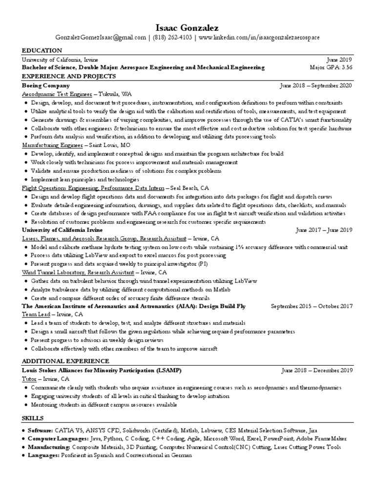 Resume Isaac Gonzalez PDF Engineering Calibration