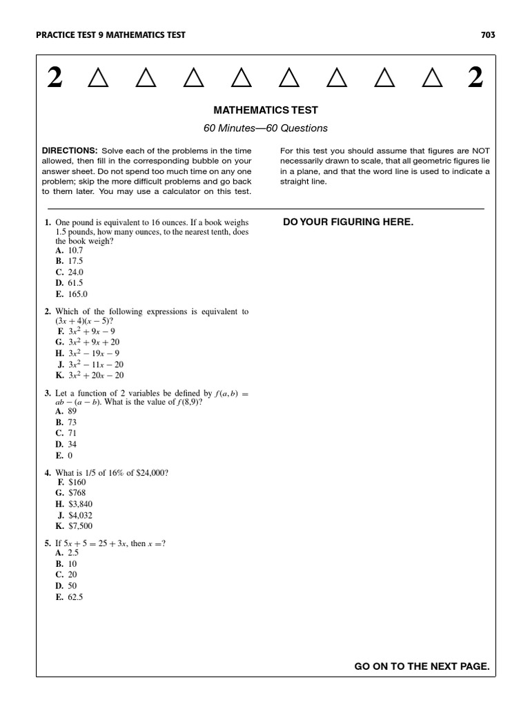 60-Minute Math Practice Test | PDF | Mathematics | Triangle