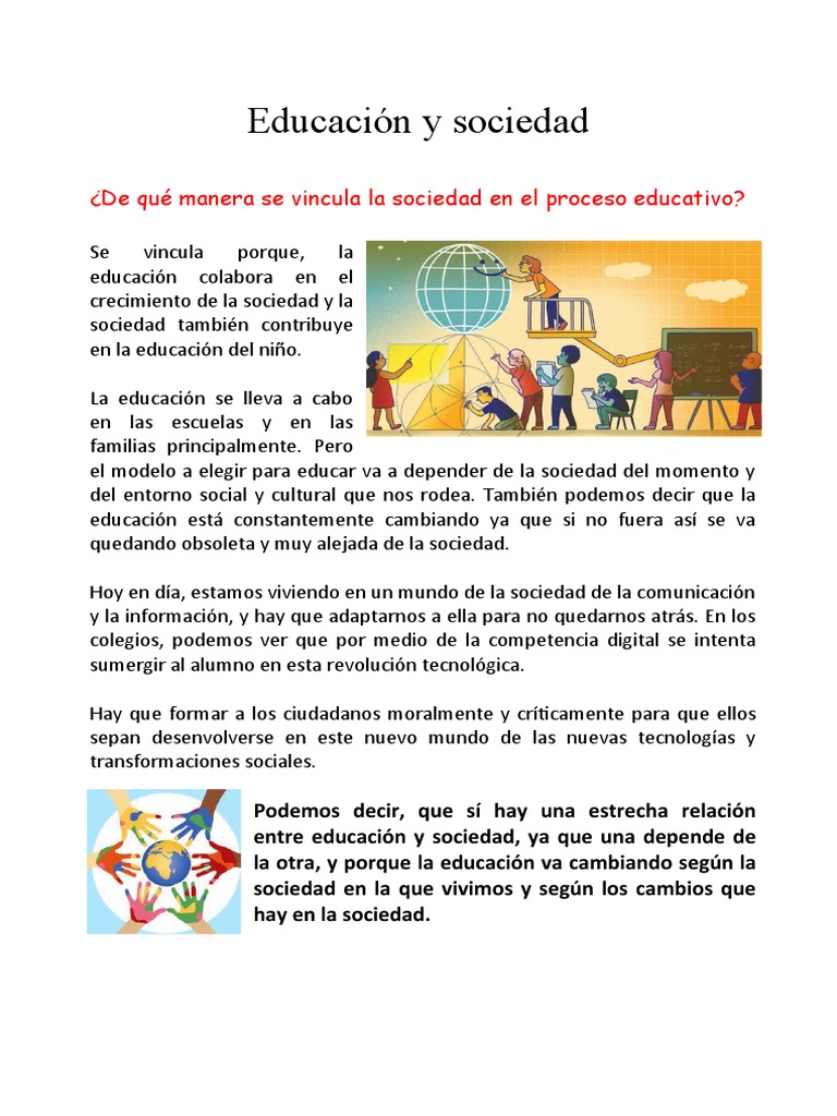 De Qué Manera Se Vincula La Sociedad en El Proceso Educativo | PDF ...