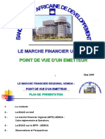 Presentation by Banque Ouest Africaine de Developpement - Le Marche Financier UEMOA