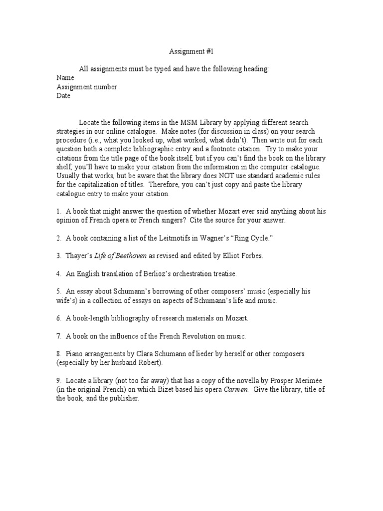 Library Research Assignment Guide | PDF