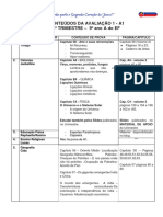 Conteúdo de Prova de A1 Do 9º Ano A