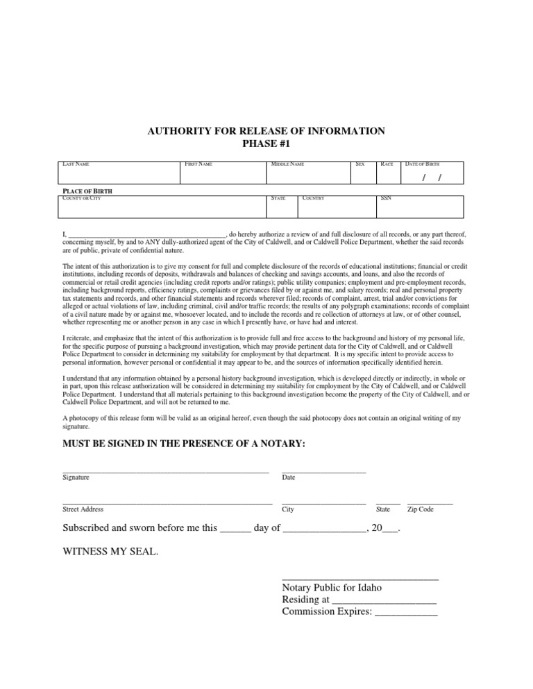 Background Check Release Authorization | PDF | Background Check | Complaint