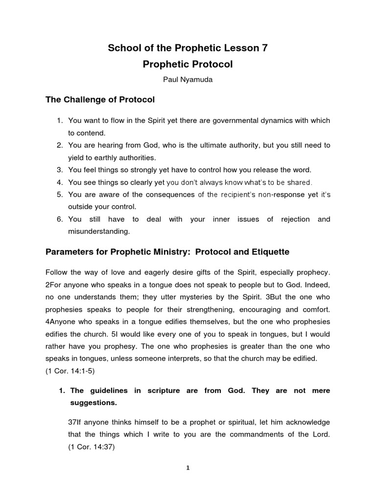 School of The Prophetic - Lesson 7 | PDF | Prophecy | Spiritual Gift