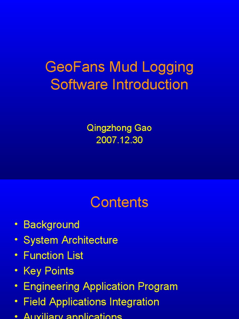 GeoFans Mud Logging Software Overview | PDF | Databases | Computing