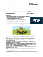 Prueba Lengua Y Literatura 7° Básico: Etapa 2 Nombre: - Fecha: - Nombre Establecimiento: - Curso: 7° Año Básico