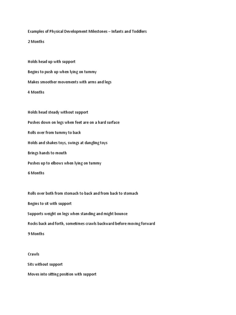 Examples of Physical Development Milestones | PDF