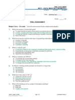 Final Assessment: Multiple Choice (10 Marks) Circle The Correct Answer To Each Multiple-Choice Question