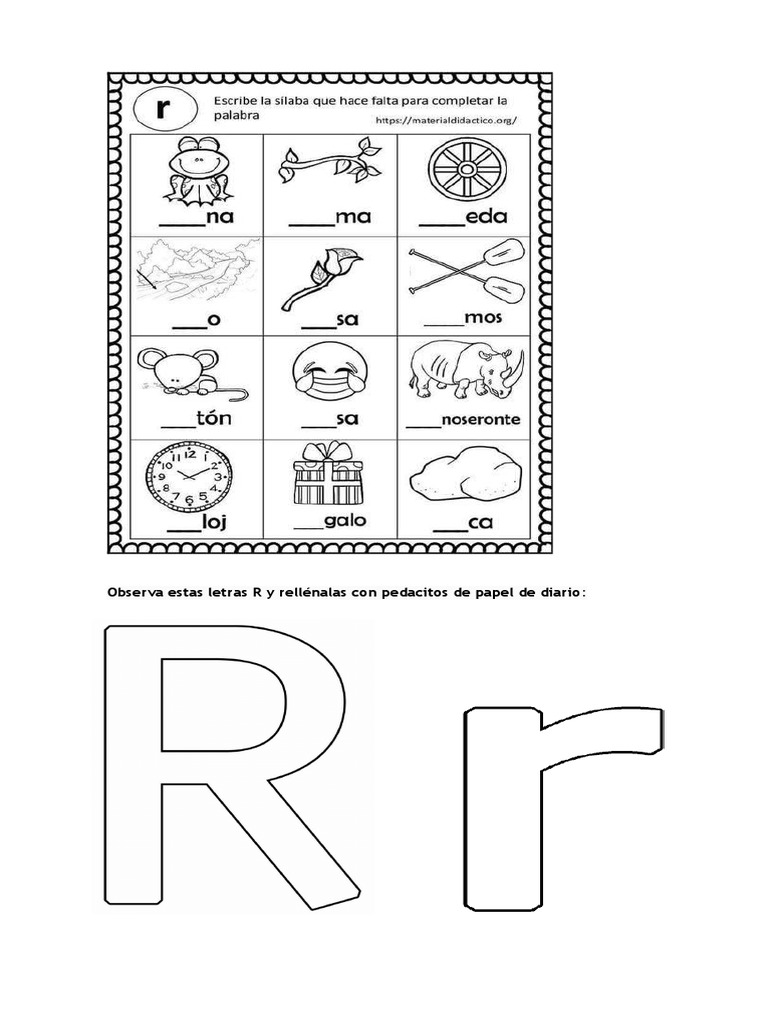 Actividades con la letra R para colorear | PDF