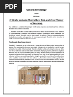 General Psychology: The Puzzle Box Experiment