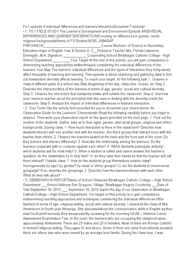 Individual Differences in Learner Interaction | PDF | Behaviorism ...