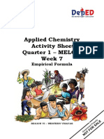 L A S - S Ci E: Applied Chemistry Activity Sheet Quarter 1 - MELC 8 Week 7