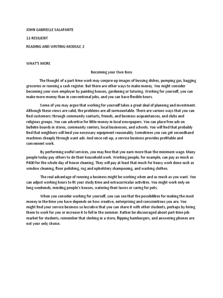 Reading and Writing Module 2 PDF Waiting Staff Writers